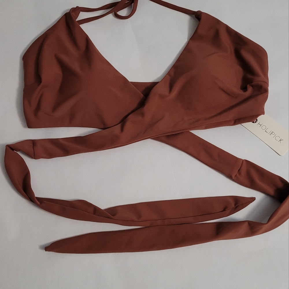 NWT /HOLIPICK HALTER WRAP TOP